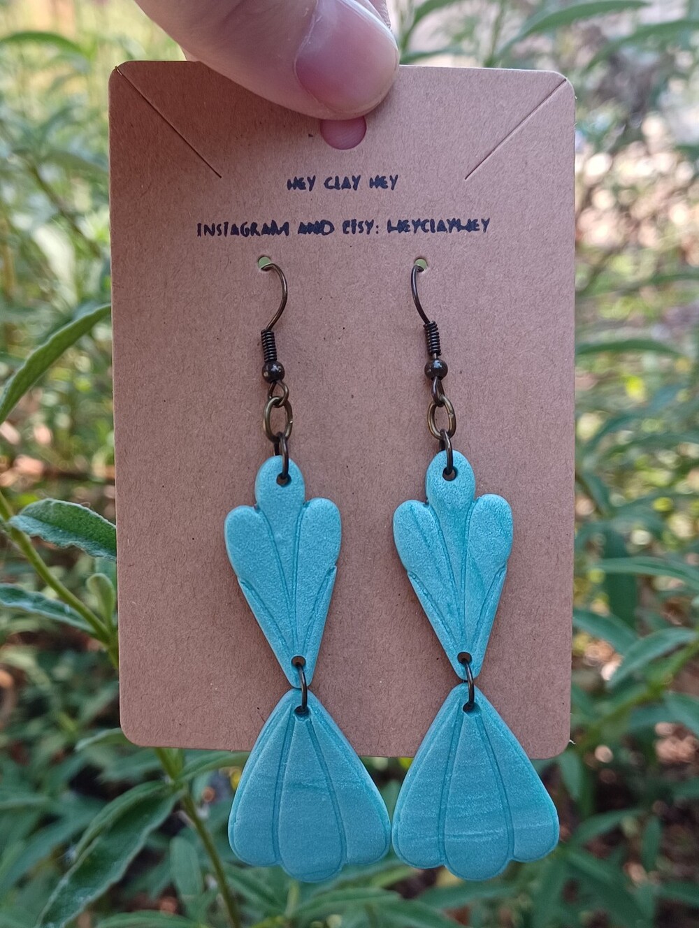 Handmade Blue Turquoise Polymer Clay Dangle Earrings